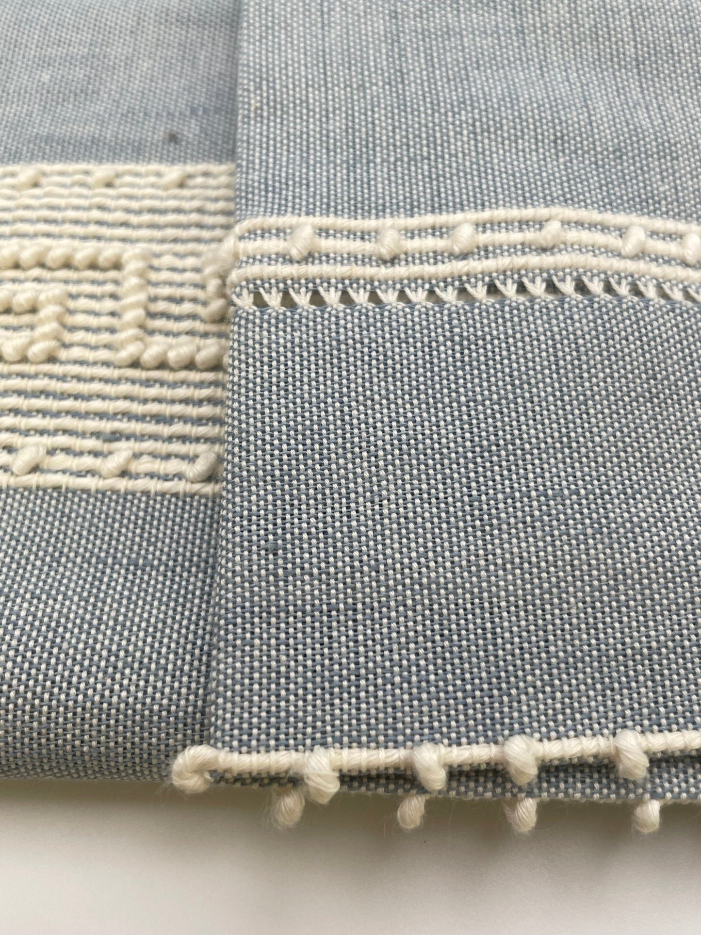 Handwoven Blue Linen Towels Set of 2_Mani Home Decor_Close up