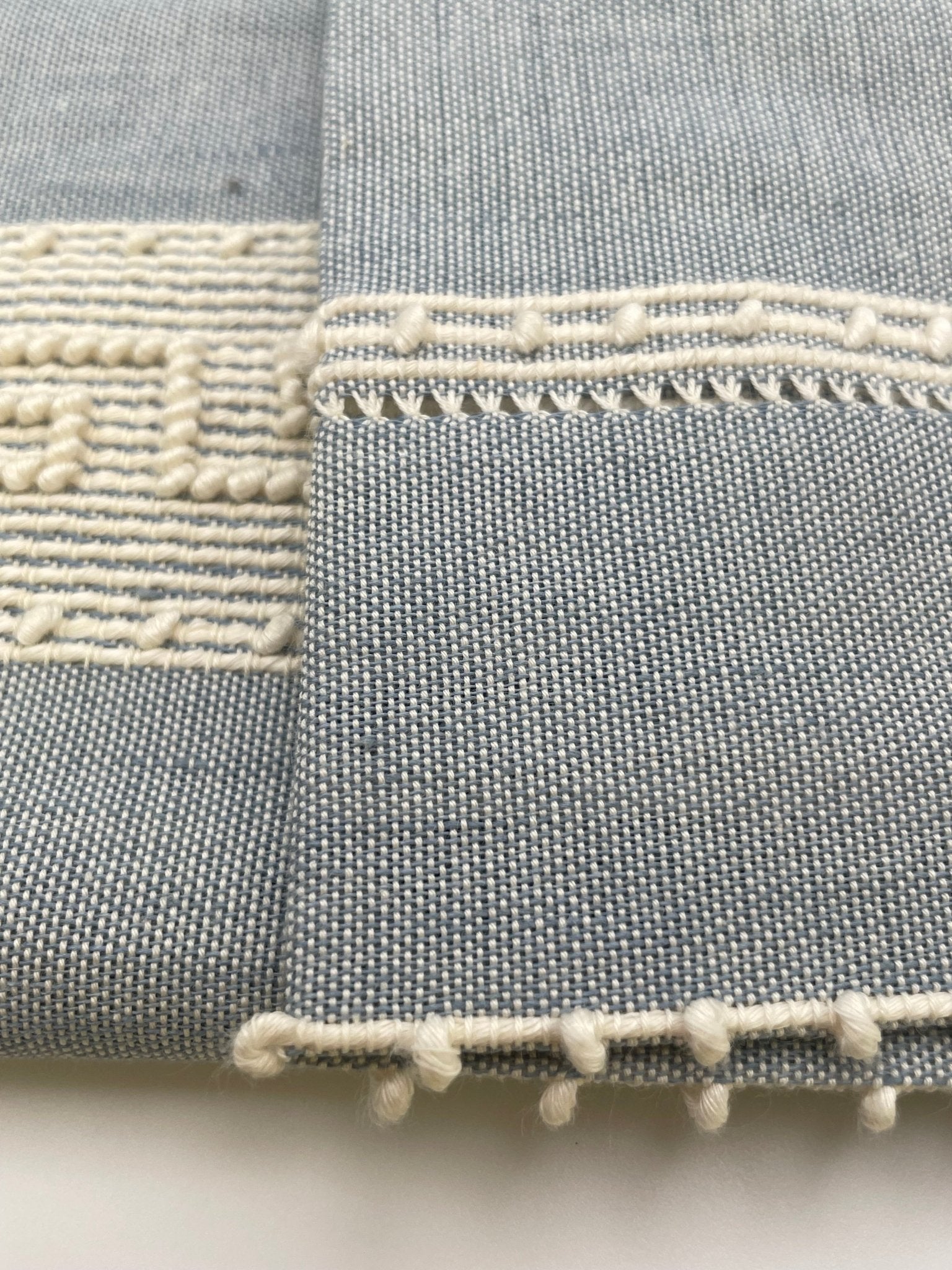 Handwoven Blue Linen Towels Set of 2_Mani Home Decor_Close up