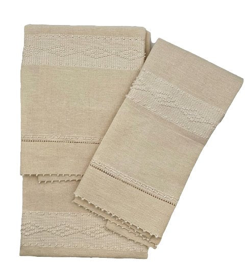 Cream Linen Towels Set of 2 - Mani Home decor