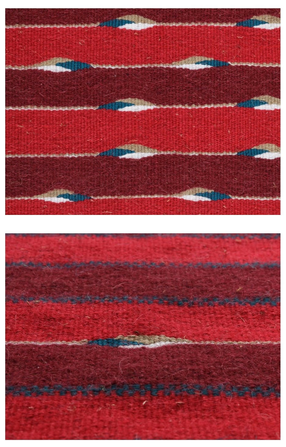 Handwoven Geometric Red Rug_Mani Home Decor_close up