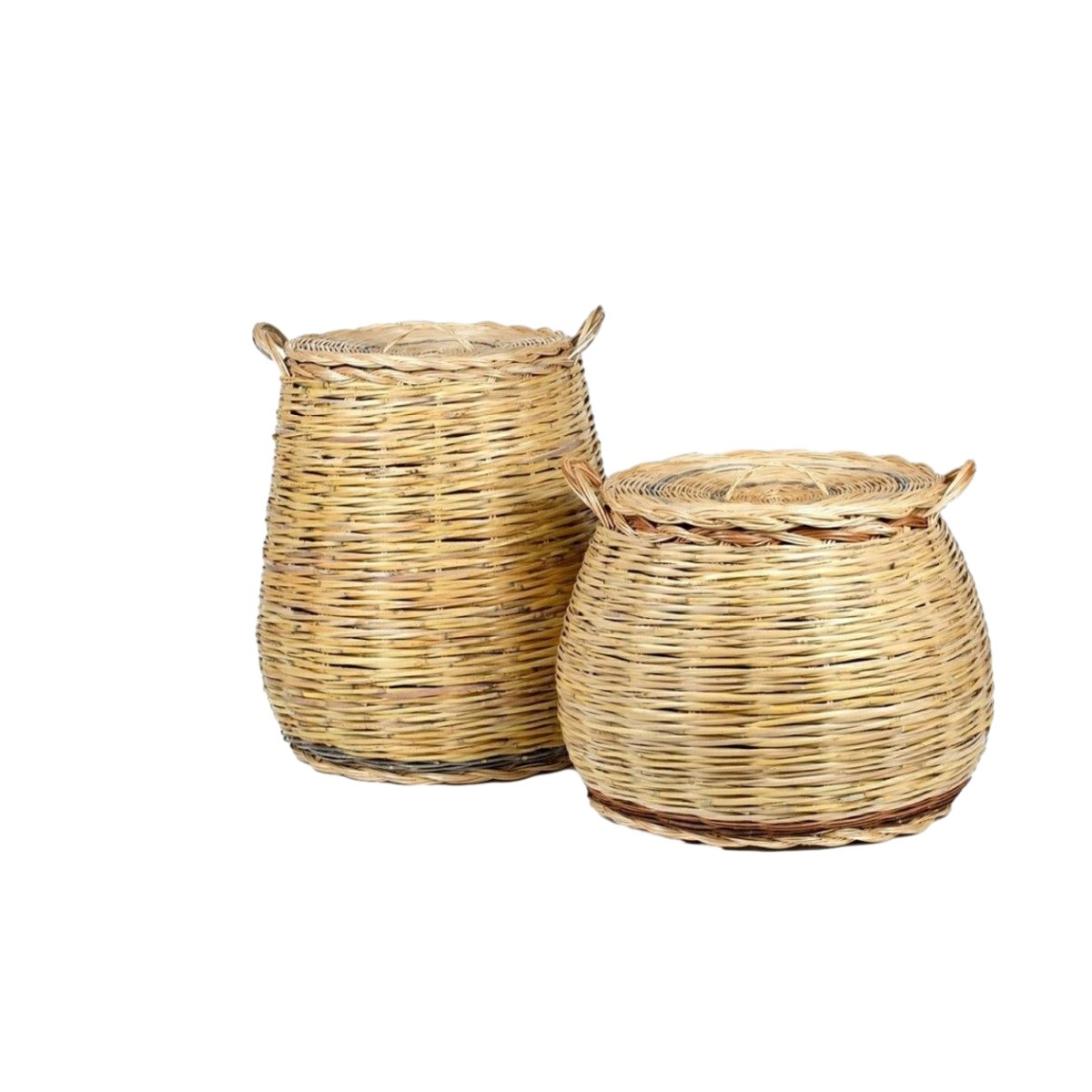 Handmade Laundry Woven Basket_Sardinian Artistry_Mani home description_set of duo front side