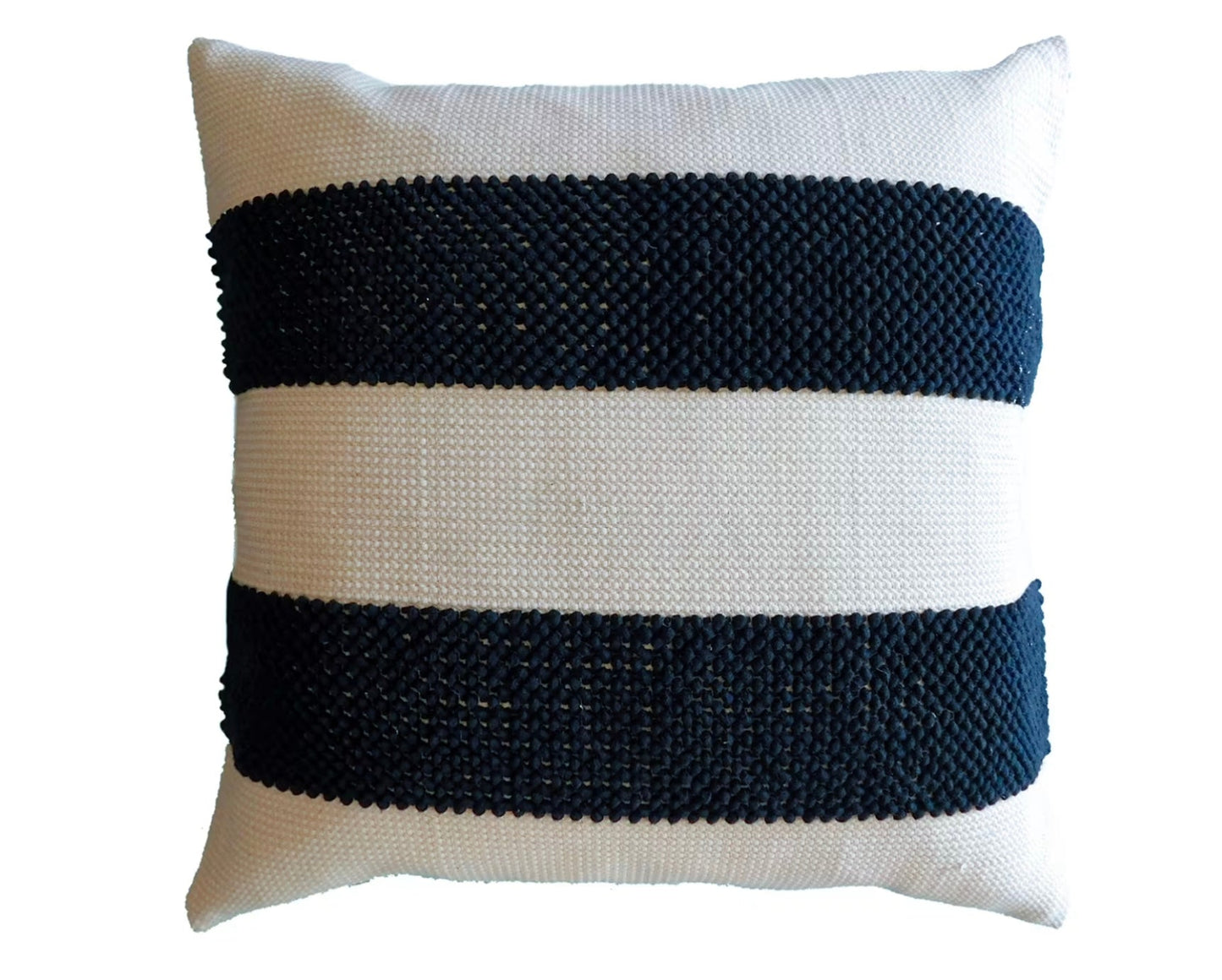 Maurice 2 Striped Blue Ecru Throw Pillow_Mani Home decor_front side 