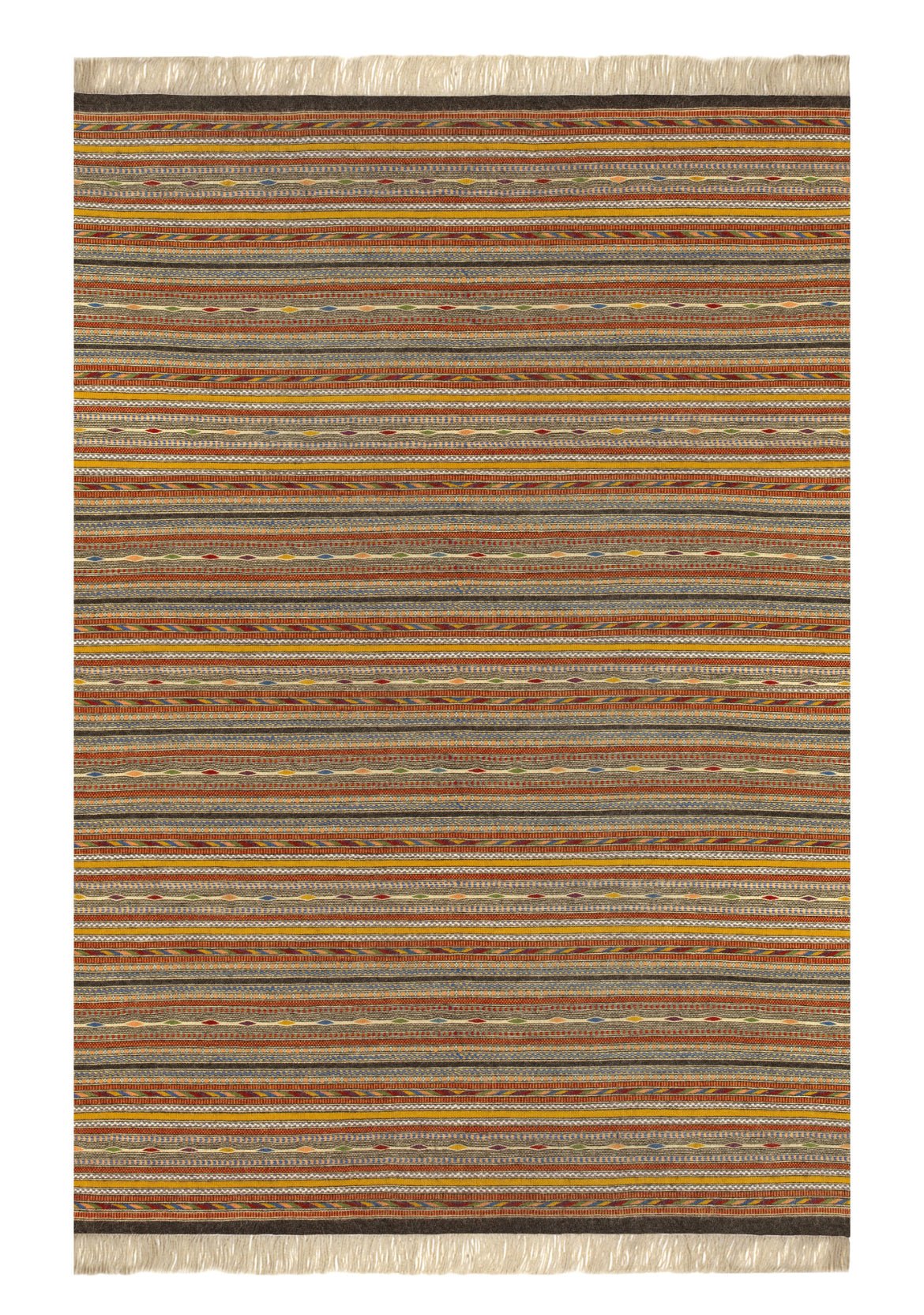 Handwoven Rainbow Striped Rug_Mani home decor_front side 