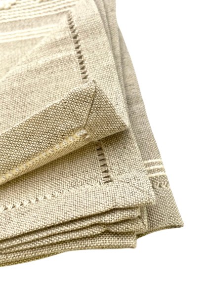 Taupe Linen Placemat With Cocktail Napkin - Mani Home decor