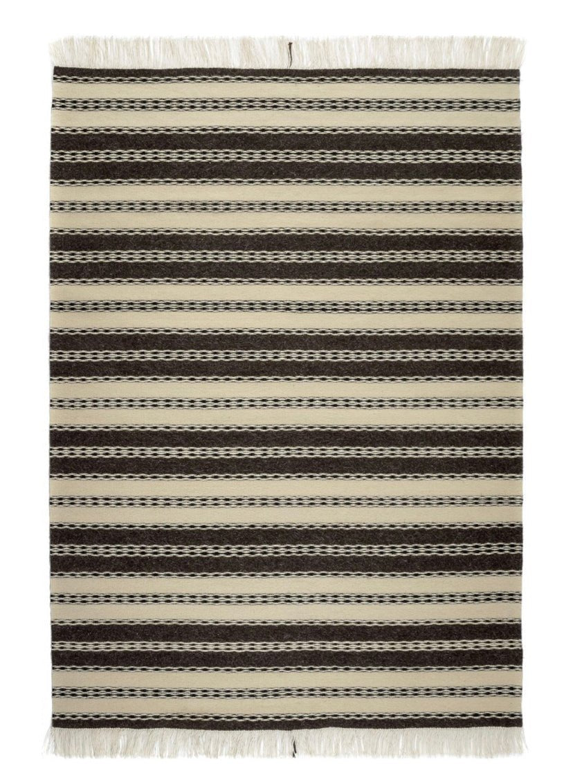 The Leeches Striped black and white Rug_Mani Home decor_front side